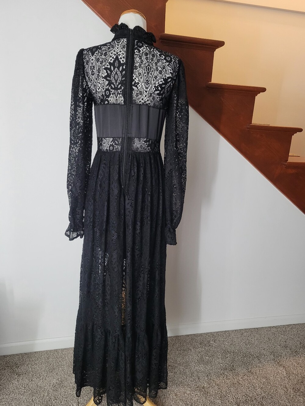 Blackmilk All Black Lace High Neck Cross Inlay Dress Size 10 M - Picture 7 of 7